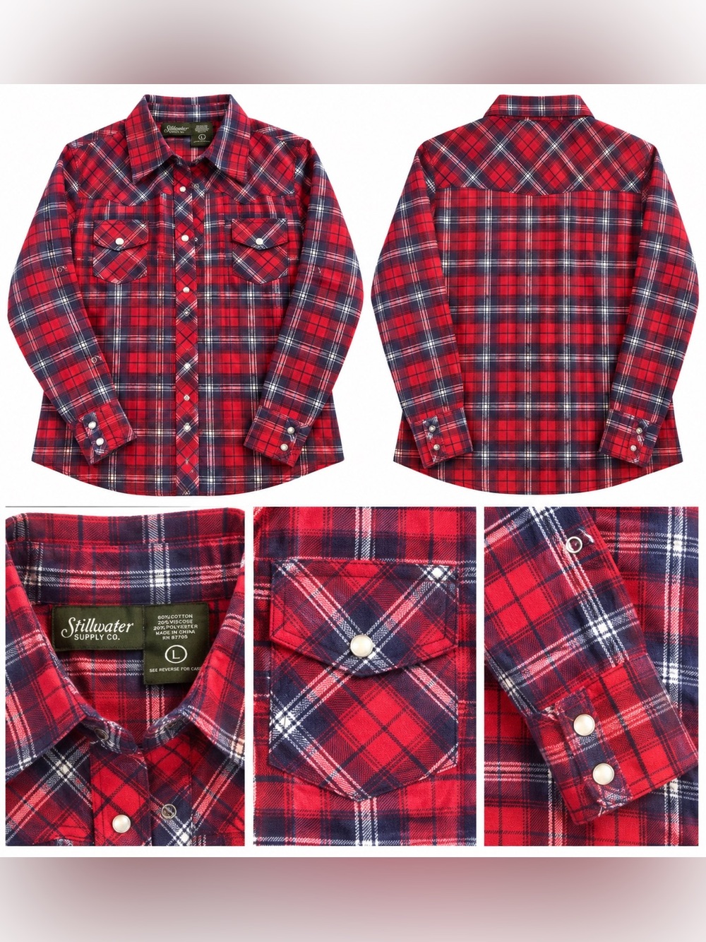Stillwater Supply Co. Women’s Red Plaid Western Snap Shirt – Size L